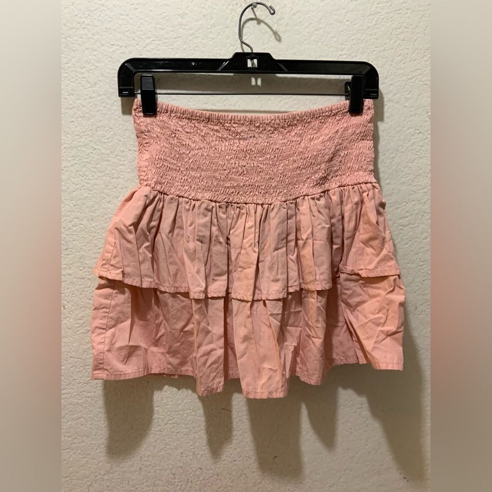 Lusana RUFFLE MINI SKIRT WITH SHORTS Tiered  size M